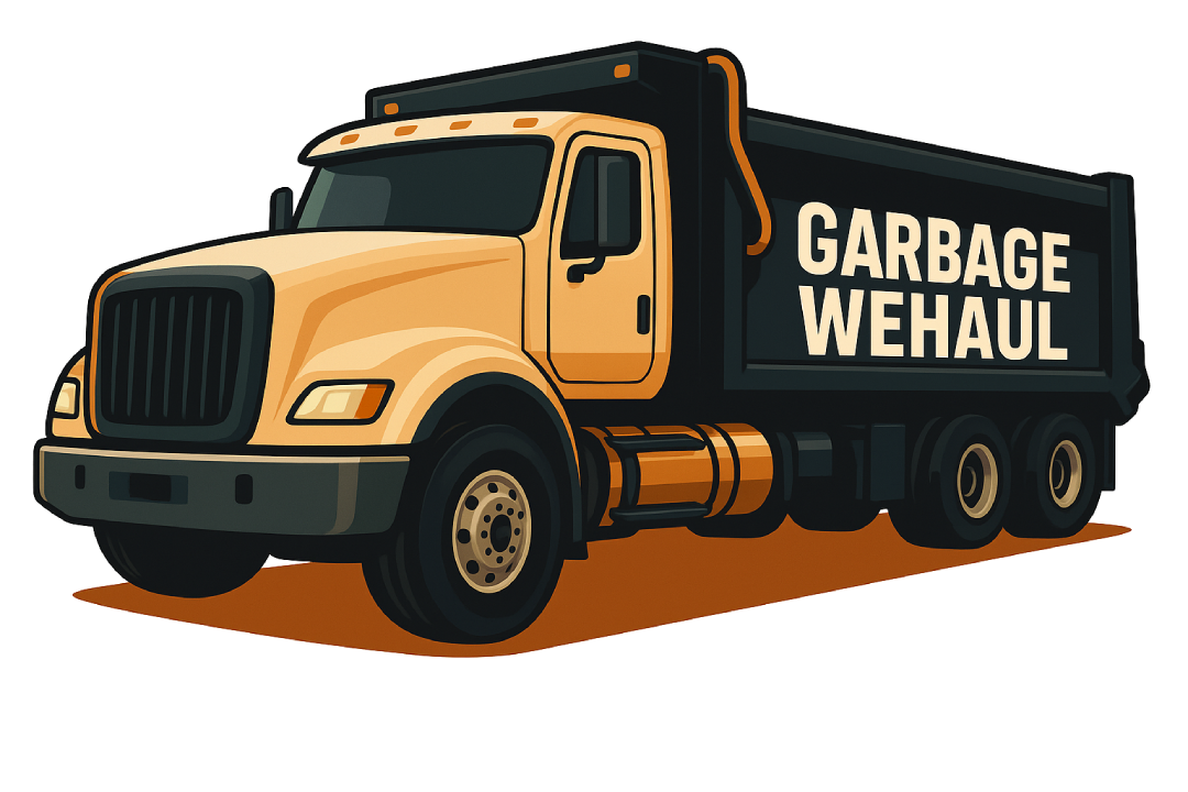 Garbagewehaul truck logo 2 GC Junk Removal dump truck overflowing with construction debris